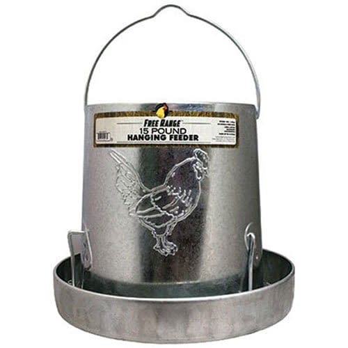 Harris Farms Galvanized Hanging Poultry Feeder, 15 Pounds